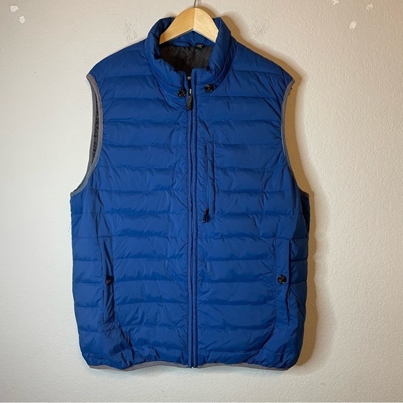 Ted Baker Mens Blue Puffer Duck Down Filled Vest Sleeveless Top Zip Up Large - Picture 1 of 4